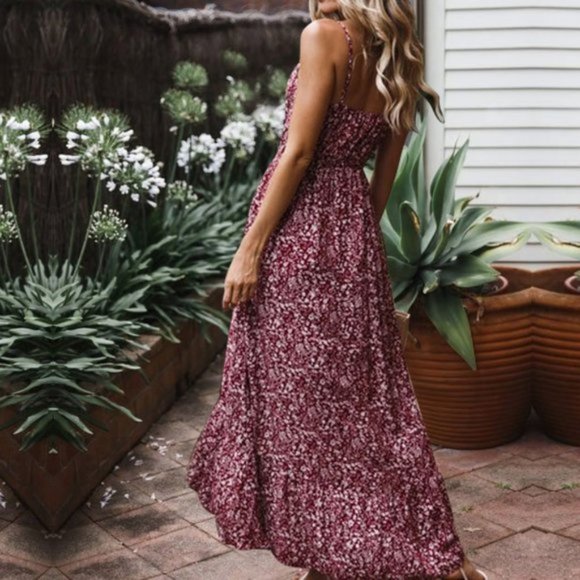 LAST FEW - Boho gypsy Floral print cami Maxi Dress - Picture 2 of 6